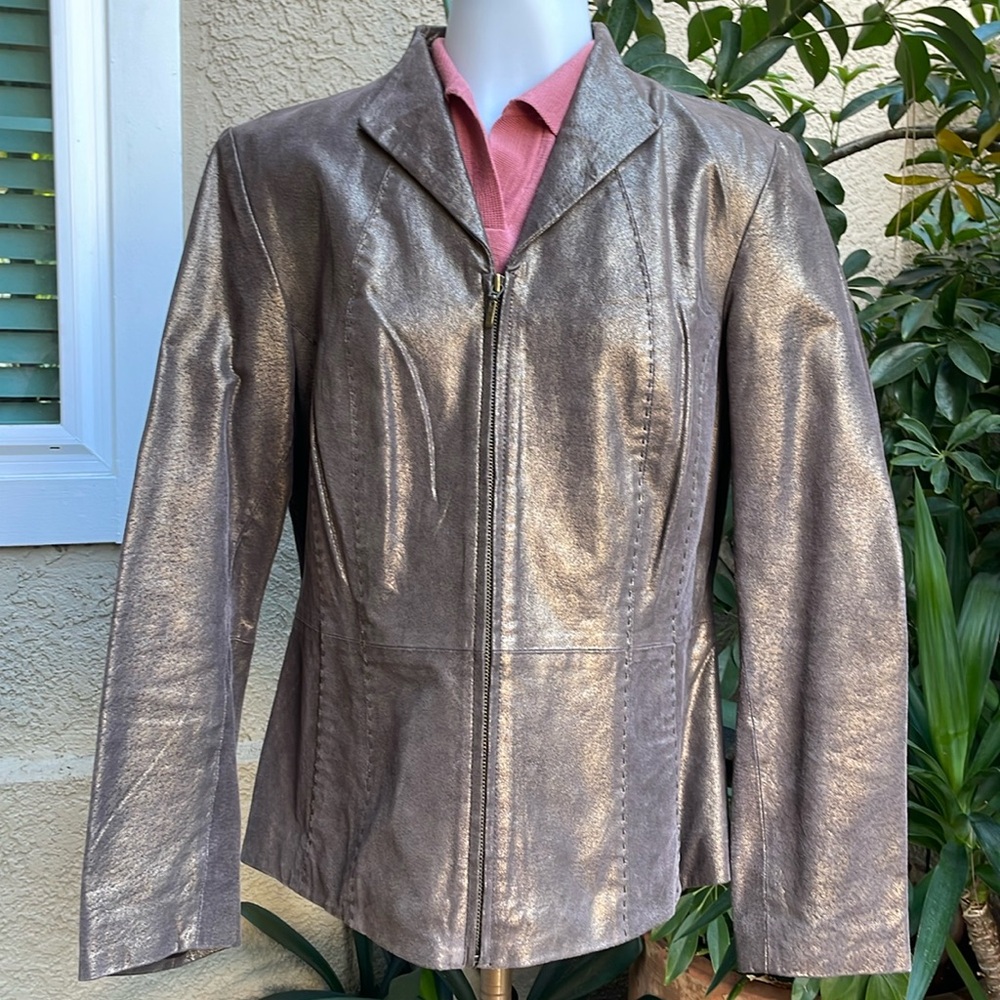 New vintage metallic bronze Coldwater Creek leather jacket